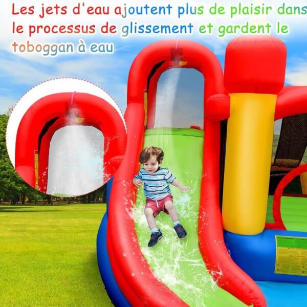 GOPLUS 7 en 1 Château Gonflable ,Aire de Jeux Aquatique avec Zone de Saut de Mur d'escalade et Toboggan pour Fête de l'eau d'Eté des Enfants – Image 3