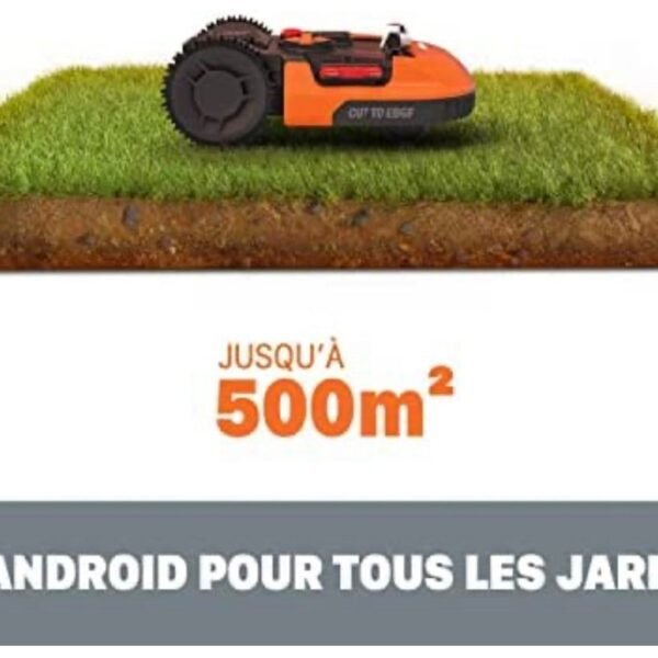 WORX - Tondeuse Robot connectée sans Fil LANDROID - WR141E - jusqu'à 500m² (Installation Facile, tond sous la Pluie, Autonome, contrôle à Distance, Tonte Intelligente avec Coupe près des Bordures) – Image 5