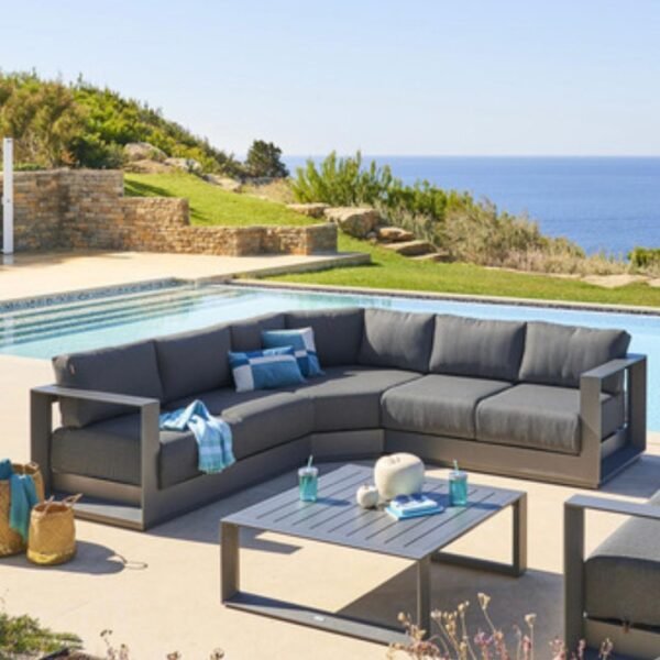 Salon d'angle de jardin Allure Graphite 5 places - Aluminium traité époxy, Polyester – Image 1
