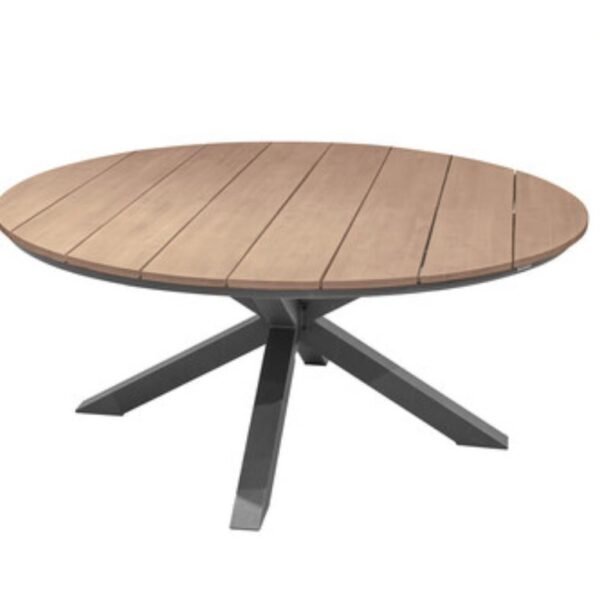 Table de jardin ronde Oriengo Acacia & Graphite 8 places - Aluminium traité époxy, Acacia certifié FSC® – Image 1