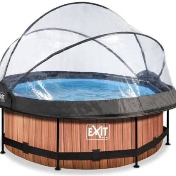 Piscine couverte EXIT WOOD Avec pompe filtrante - Marron - ø244 x 76 – Image 1