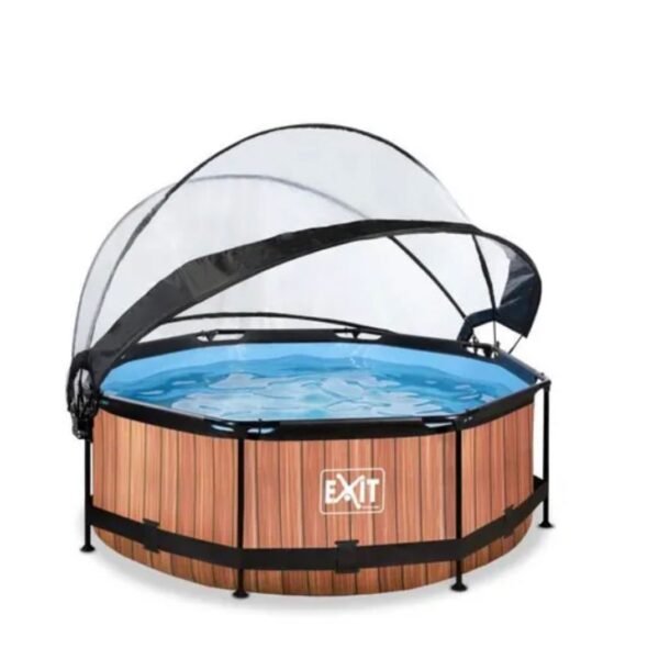 Piscine couverte EXIT WOOD Avec pompe filtrante - Marron - ø244 x 76 – Image 3