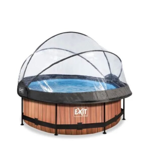 Piscine couverte EXIT WOOD Avec pompe filtrante - Marron - ø244 x 76 – Image 2