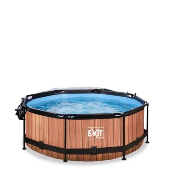 Piscine couverte EXIT WOOD Avec pompe filtrante - Marron - ø244 x 76 – Image 5