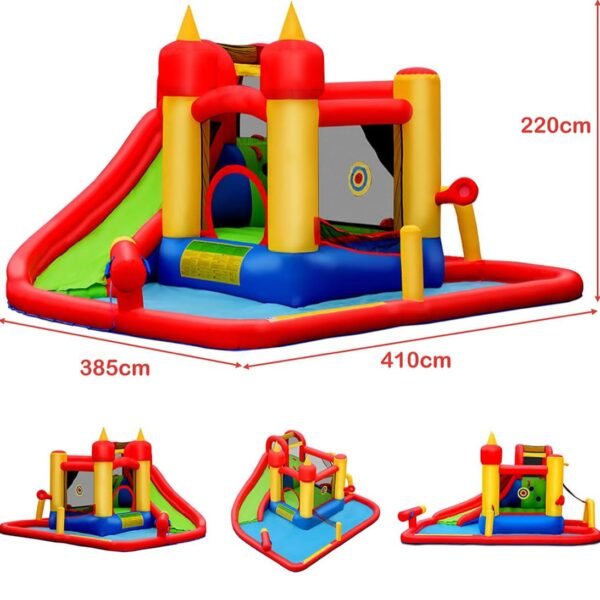 GOPLUS 7 en 1 Château Gonflable ,Aire de Jeux Aquatique avec Zone de Saut de Mur d'escalade et Toboggan pour Fête de l'eau d'Eté des Enfants – Image 2